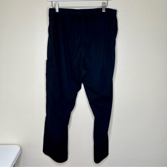 Black Scrub Uniform Cargo Pant Utility Split Hem Elastic Drawstring Women XL - Picture 7 of 15
